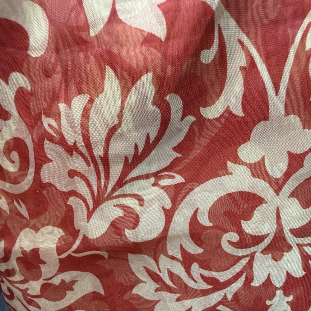 Waverly Damask Sheer Curtain Panel Red Floral Cottagecore Farmhouse French